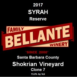 2017 Syrah Reserve, Shokrian Vineyard – clone 7 – 91 pts Wine Enthusiast, OC Fair Silver Medal