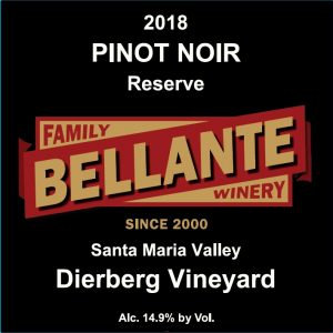2018 Pinot Noir Reserve, Dierberg Vineyard – Wine Enthusiast 91 points, OC Fair Silver Medal