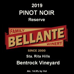 2019 Pinot Noir Reserve, Bentrock Vineyard – Wine Enthusiast 93 points, OC Fair Silver Medal