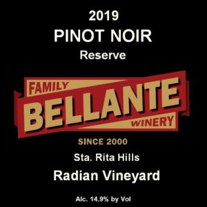 2019 Pinot Noir Reserve, Radian Vineyard – Wine Enthusiast 93 points, OC Fair Gold Medal 90 points