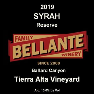 2019 Syrah Reserve, Tierra Alta Vineyard – Wine Enthusiast 93 points, OC Fair Silver Medal