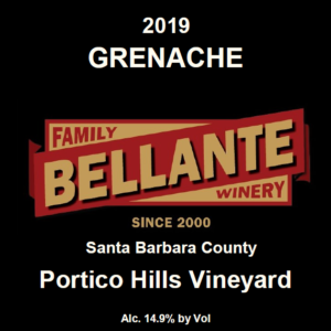 2019 Grenache, Portico Hills Vineyard – Wine Enthusiast 94 points, OC Fair Silver Medal