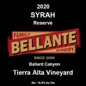 2020 Syrah Reserve, Tierra Alta Vineyard